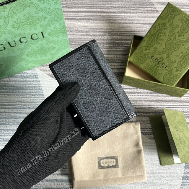 Gucci專櫃2022新款口袋錢夾名片夾 古馳飾互扣式雙G卡片夾722601 gqy4261